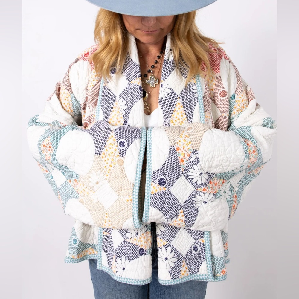 Lady Lancaster “Aunt Ethel” Vintage Quilt Shawl Collar Jacket - Picture 9 of 13